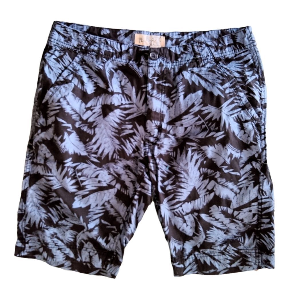 Rustic Blue Shorts Size 33 Blue Palms on Black Front and Back Pockets